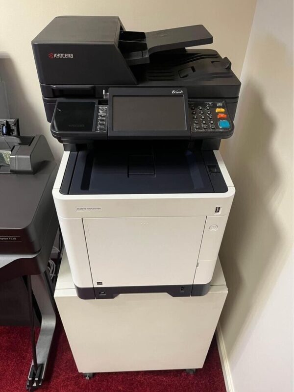 kyocera commercial office printer m6630cidn with storage pedestal and new ink