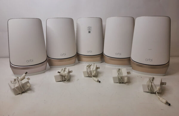 Lot of (5) NETGEAR Orbi 960 Quad Band WiFi 6E Mesh System 1x RBRE960 4x RBSE960